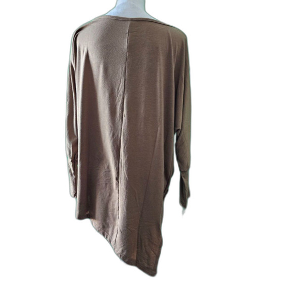 LYANER Boat Neck Asymmetrical Hem Bat Long Sleeve Split Loose Tunic Top Sz S - Picture 7 of 8
